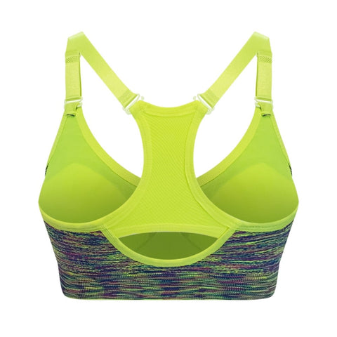 Yogactiw Zoey medium impact adjustable sports bra - Back - Lime Yellow