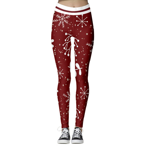 Holiday Slimming Leggings - Christmas Snowflakes