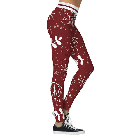 Holiday Slimming Leggings - Christmas Snowflakes