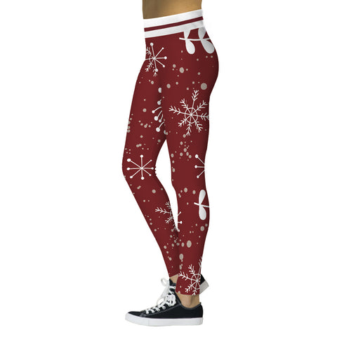 Holiday Slimming Leggings - Christmas Snowflakes