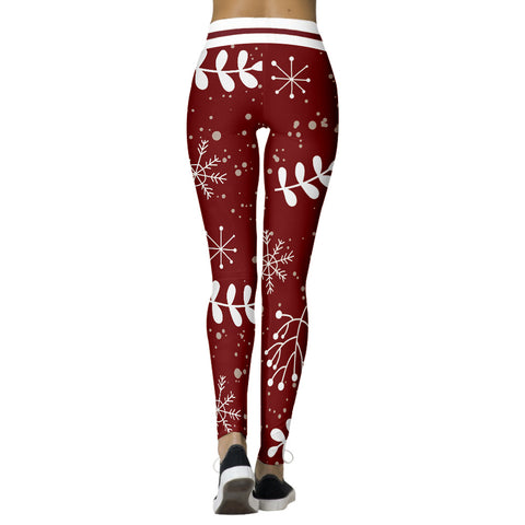 Holiday Slimming Leggings - Christmas Snowflakes