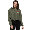 women's crop hoodie in military green