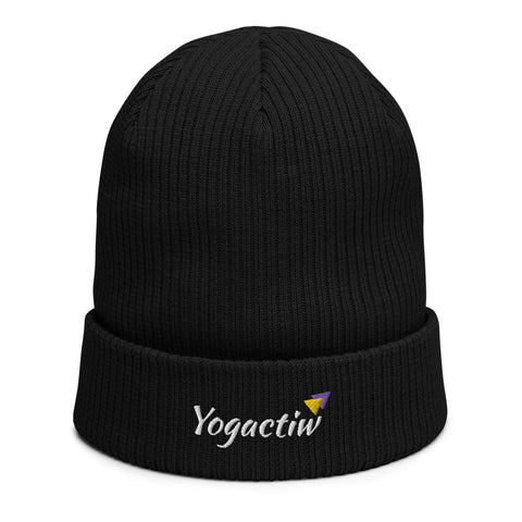 Yogactiw Organic cotton beanie hat for women and men - black